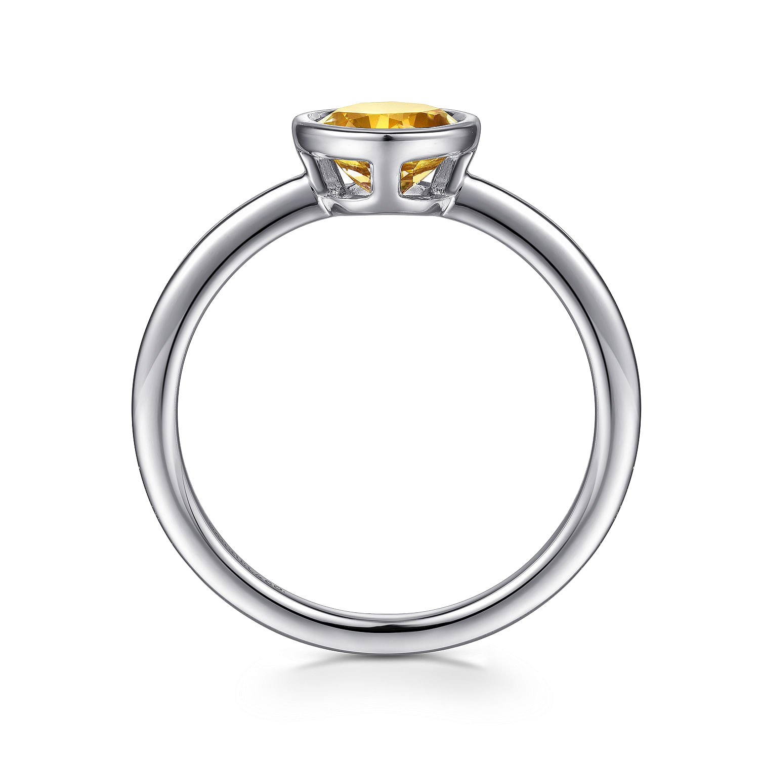 928 Sterling Silver Bezel Set Citrine Solitaire Ring - Shot 2