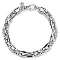 9mm 925 Sterling Silver Men's Hollow Faceted Chain Black Spinel Bracelet