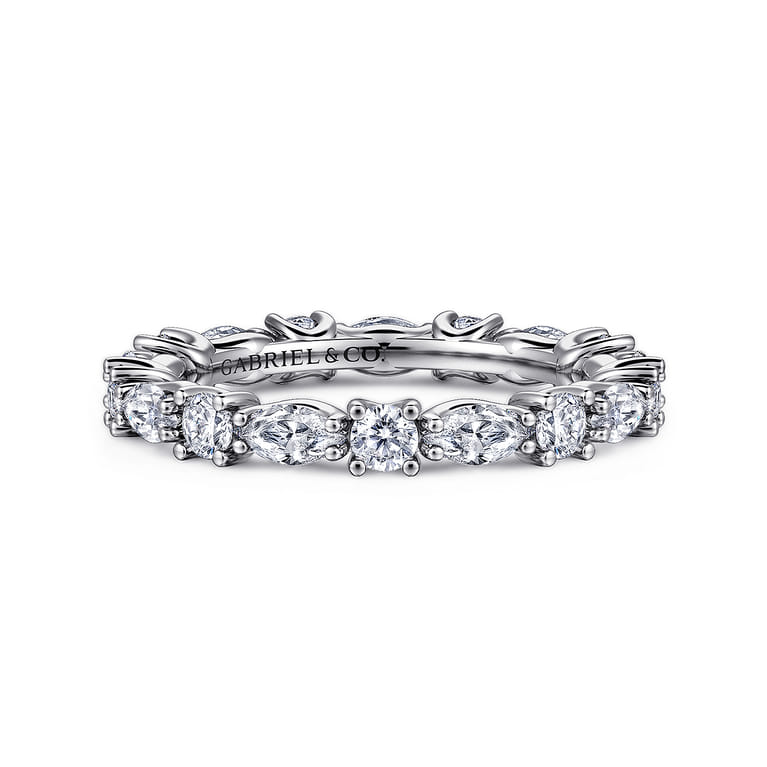 Eternity Band Wedding Ring in 14k White Gold with Marquise Natural Diamond at Gabriel & Co. - Shot 1