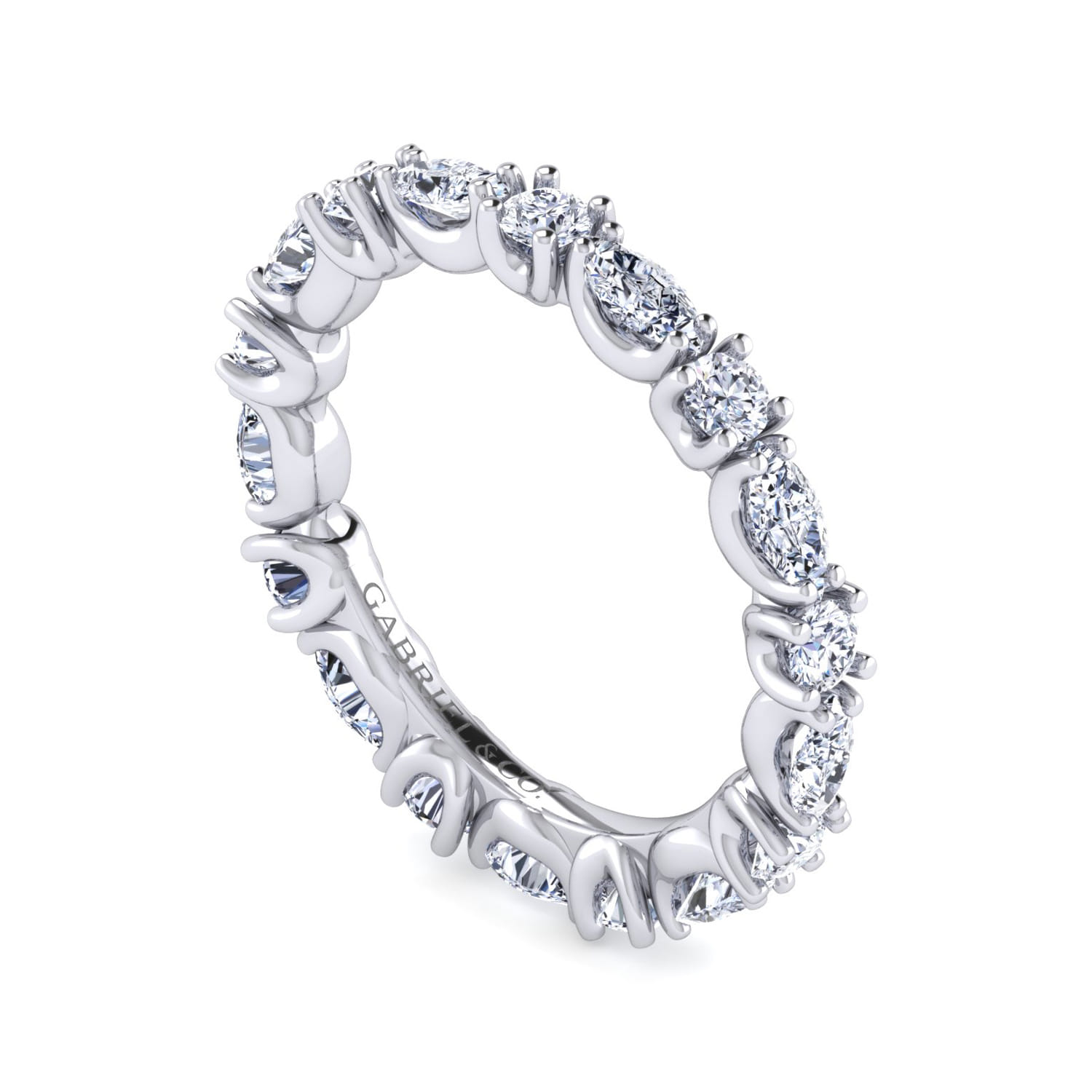 Eternity Band Wedding Ring in 14k White Gold with Marquise Natural Diamond at Gabriel & Co. - Shot 3