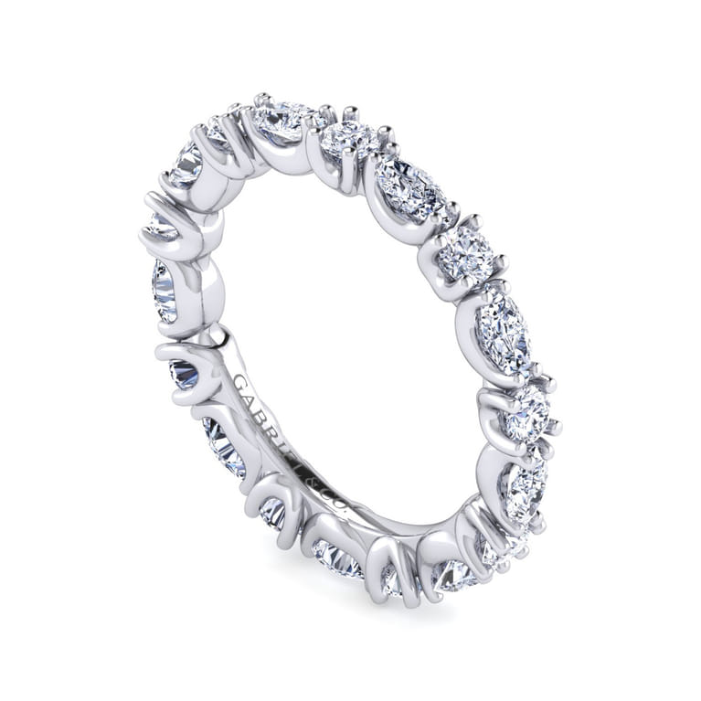 Eternity Band Wedding Ring in 14k White Gold with Marquise Natural Diamond at Gabriel & Co. - Shot 3