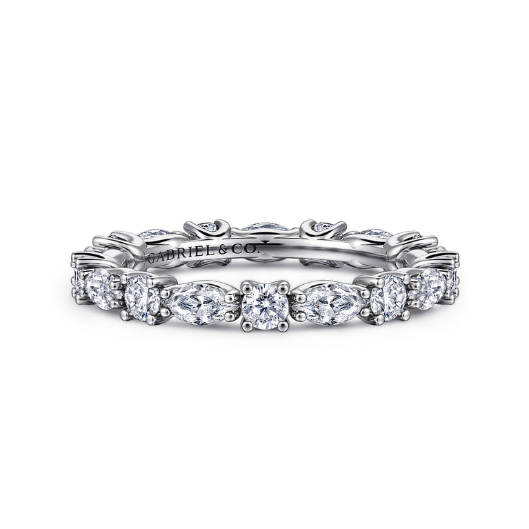 Eternity Band Wedding Ring in 14k White Gold with Marquise Natural Diamond at Gabriel & Co. - Shot 1