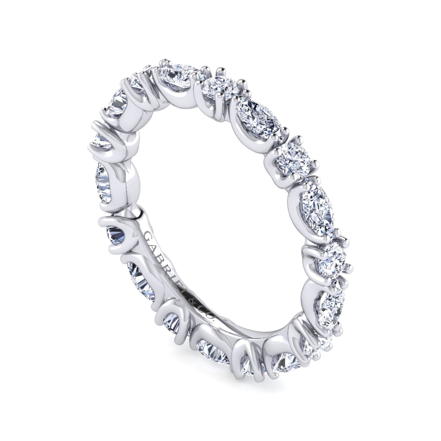 Eternity Band Wedding Ring in 14k White Gold with Marquise Natural Diamond at Gabriel & Co. - Shot 3