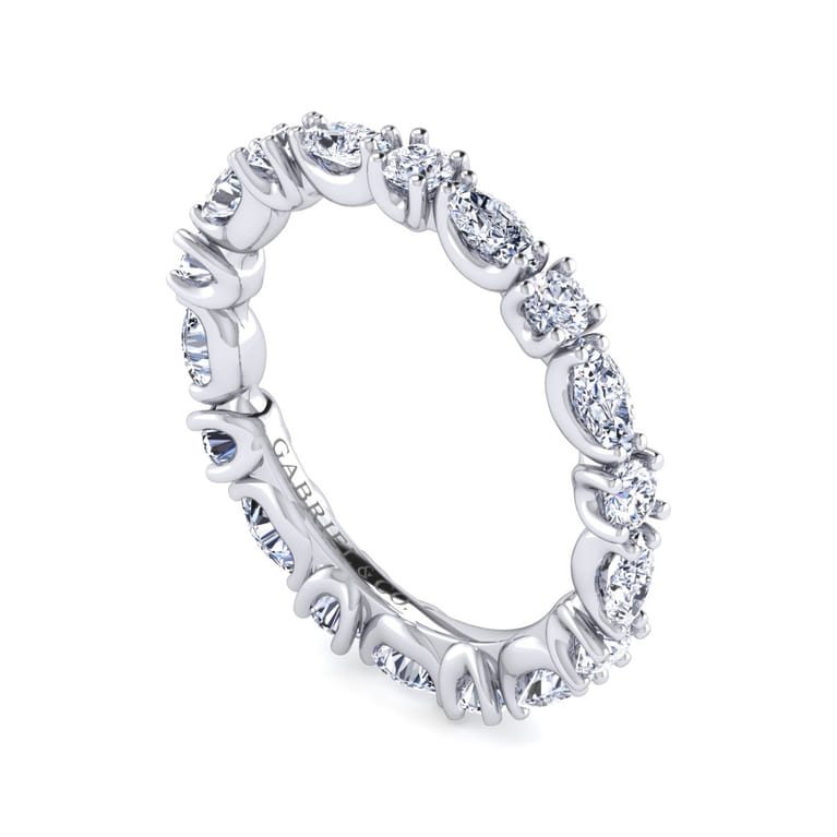 Eternity Band Wedding Ring in 14k White Gold with Marquise Natural Diamond at Gabriel & Co. - Shot 3