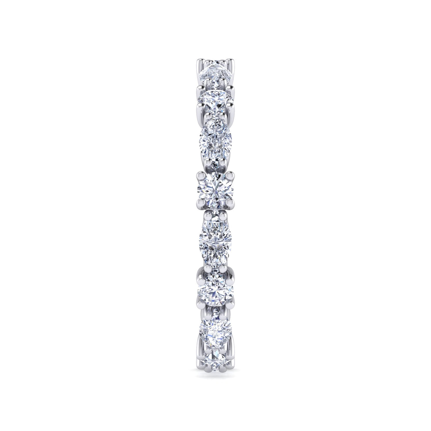 Eternity Band Wedding Ring in 14k White Gold with Marquise Natural Diamond at Gabriel & Co. - Shot 4