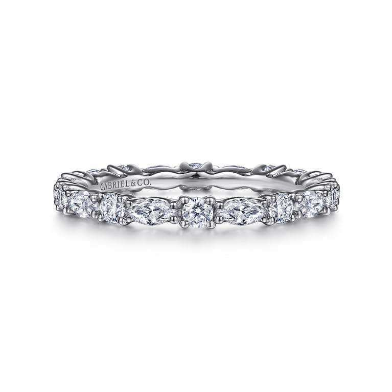 Eternity Band Wedding Ring in 14k White Gold with Marquise Natural Diamond at Gabriel & Co. - Shot 1