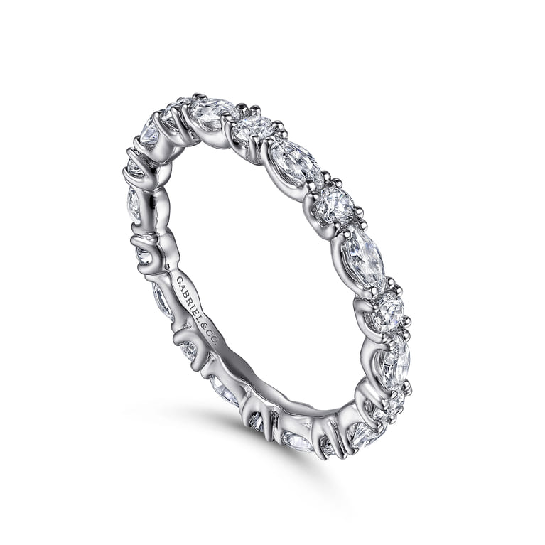 Eternity Band Wedding Ring in 14k White Gold with Marquise Natural Diamond at Gabriel & Co. - Shot 3