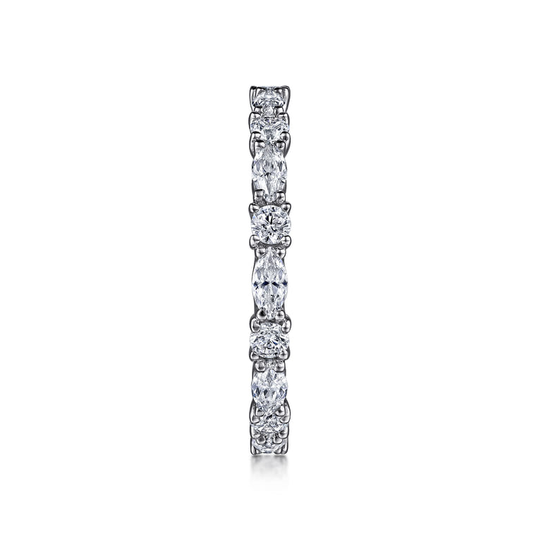 Eternity Band Wedding Ring in 14k White Gold with Marquise Natural Diamond at Gabriel & Co. - Shot 4