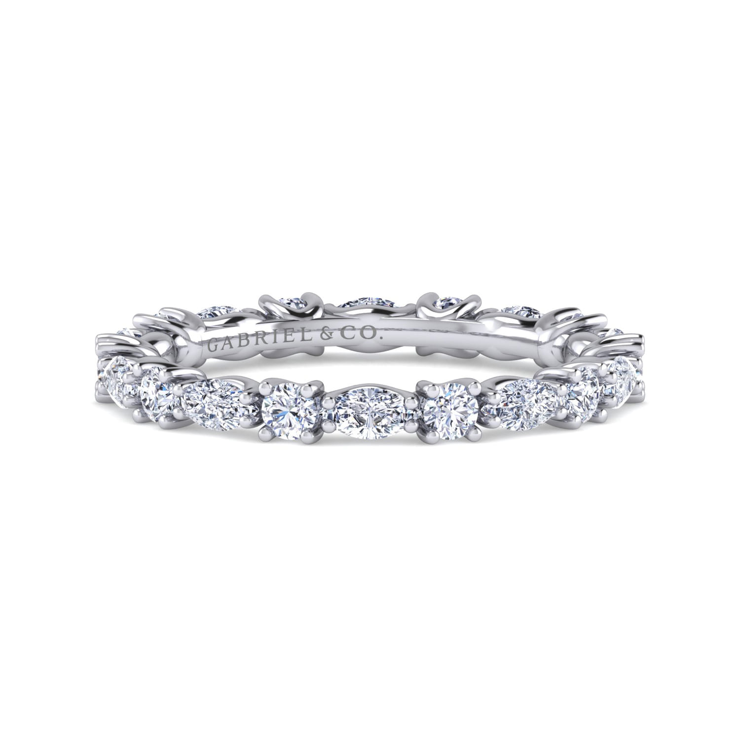 Eternity Band Wedding Ring in 14k White Gold with Marquise Natural Diamond at Gabriel & Co. - Shot 1