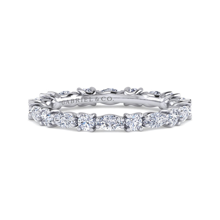 Eternity Band Wedding Ring in 14k White Gold with Marquise Natural Diamond at Gabriel & Co. - Shot 1