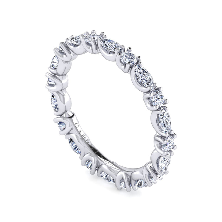 Eternity Band Wedding Ring in 14k White Gold with Marquise Natural Diamond at Gabriel & Co. - Shot 3