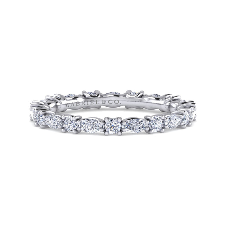 Eternity Band Wedding Ring in 14k White Gold with Marquise Natural Diamond at Gabriel & Co. - Shot 1