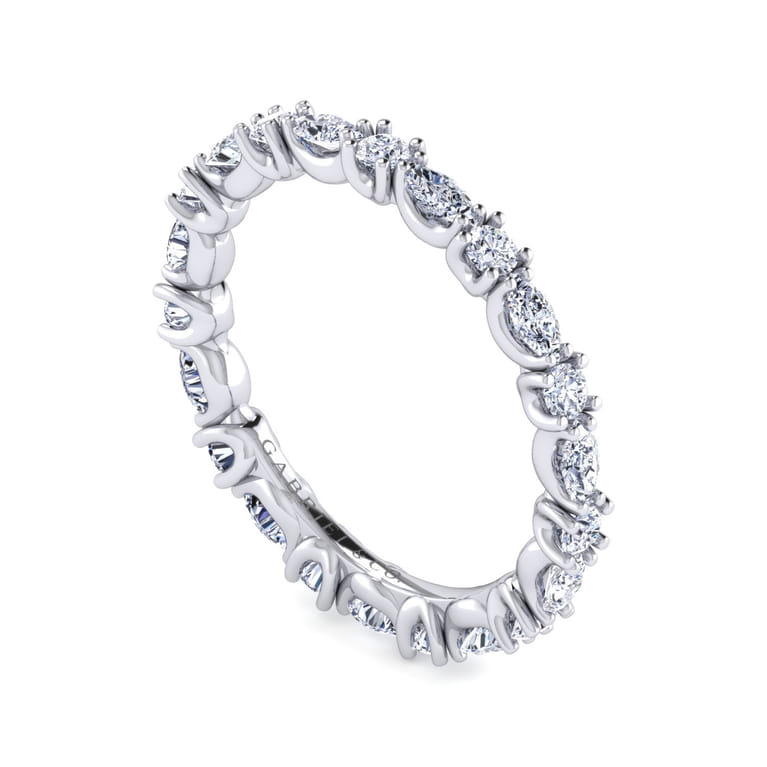Eternity Band Wedding Ring in 14k White Gold with Marquise Natural Diamond at Gabriel & Co. - Shot 3