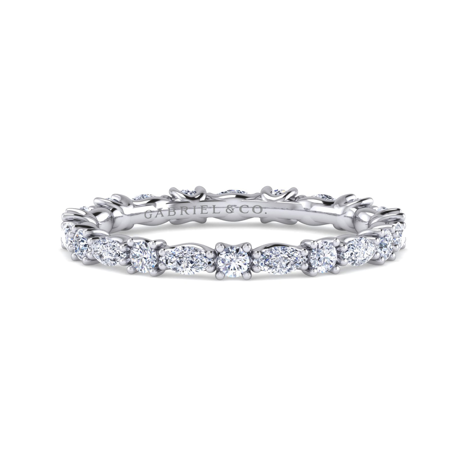 Eternity Band Wedding Ring in 14k White Gold with Marquise Natural Diamond at Gabriel & Co. - Shot 1