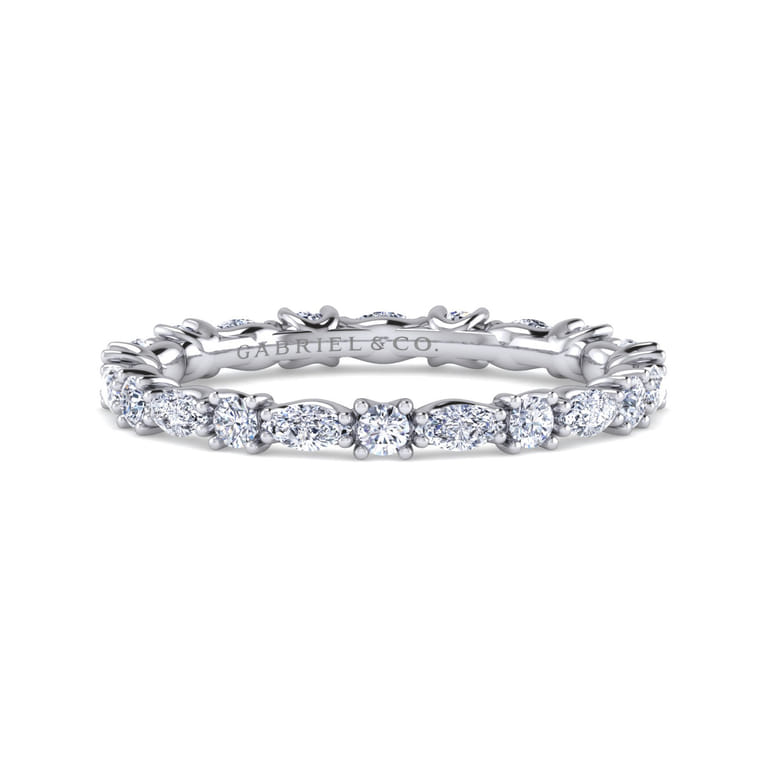 Eternity Band Wedding Ring in 14k White Gold with Marquise Natural Diamond at Gabriel & Co. - Shot 1