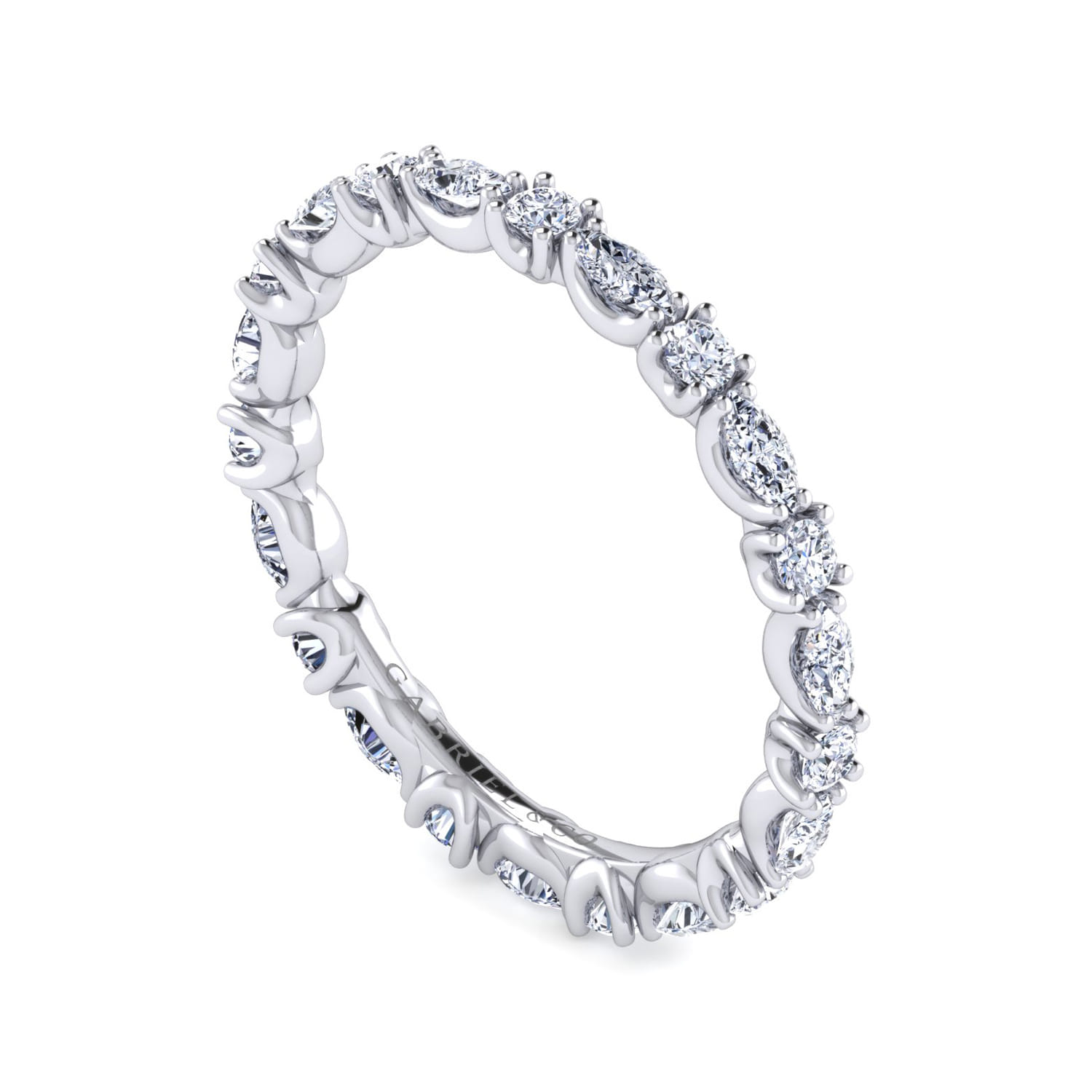Eternity Band Wedding Ring in 14k White Gold with Marquise Natural Diamond at Gabriel & Co. - Shot 3