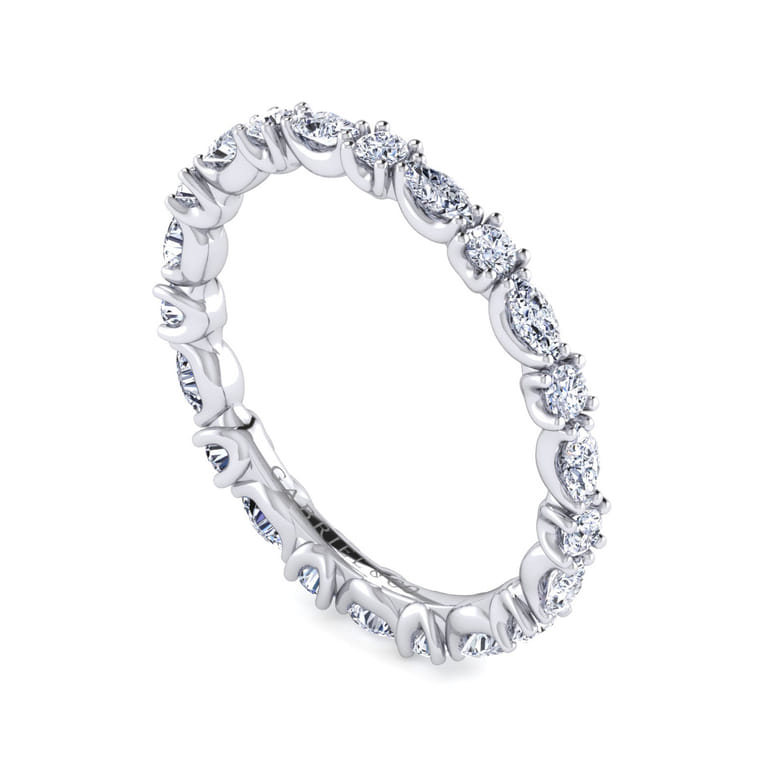 Eternity Band Wedding Ring in 14k White Gold with Marquise Natural Diamond at Gabriel & Co. - Shot 3