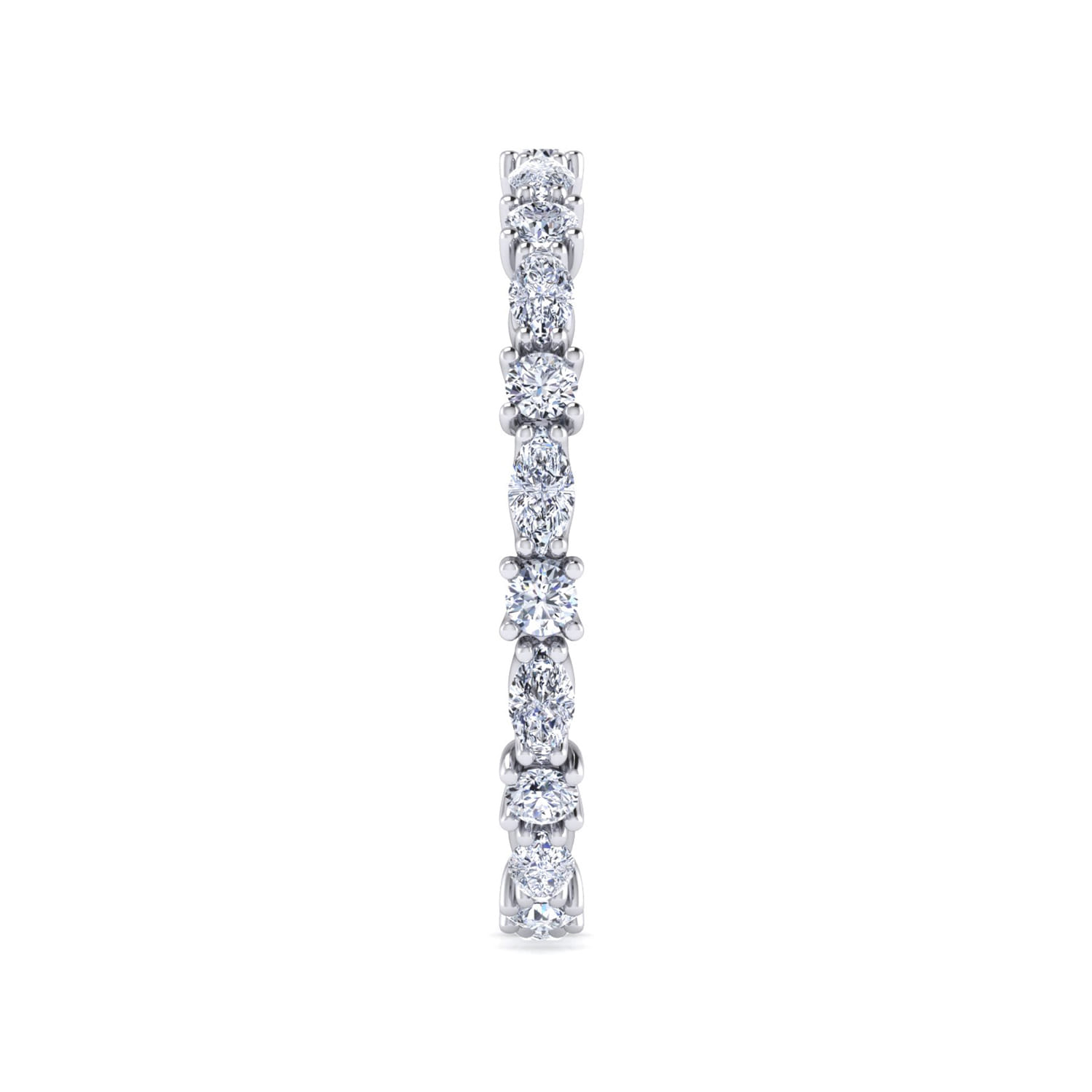 Eternity Band Wedding Ring in 14k White Gold with Marquise Natural Diamond at Gabriel & Co. - Shot 4