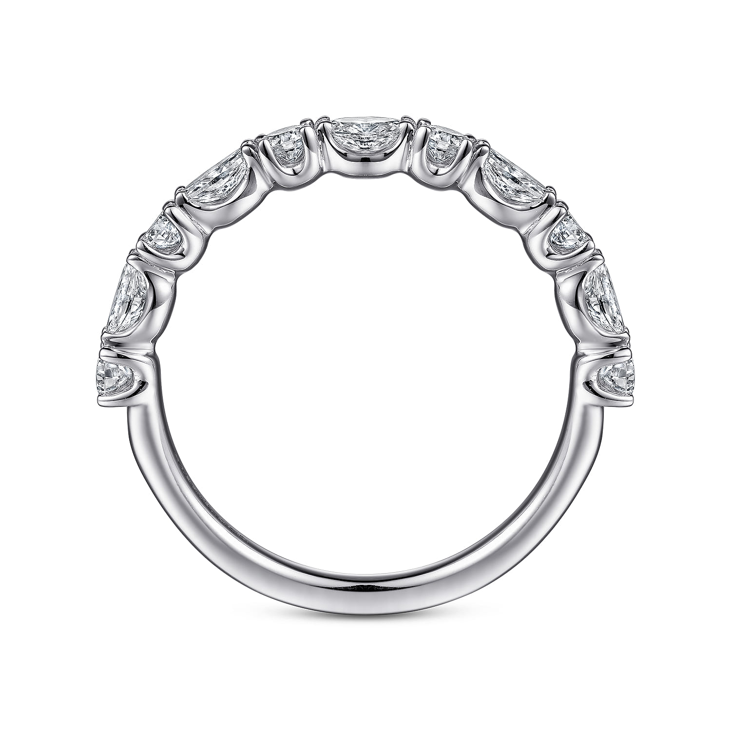 Aalto - 14K White Gold Marquise and Round Diamond Anniversary Band