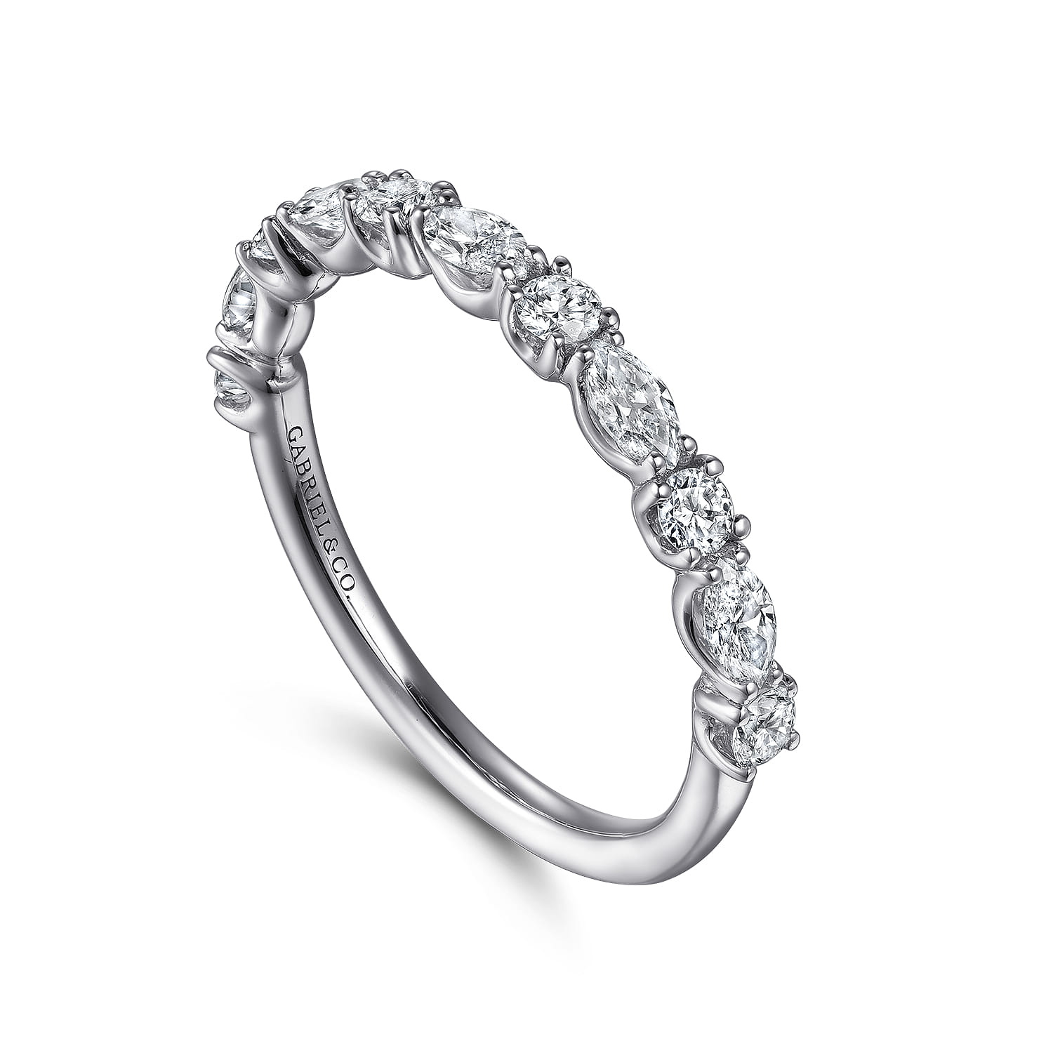 Aalto - 14K White Gold Marquise and Round Diamond Anniversary Band