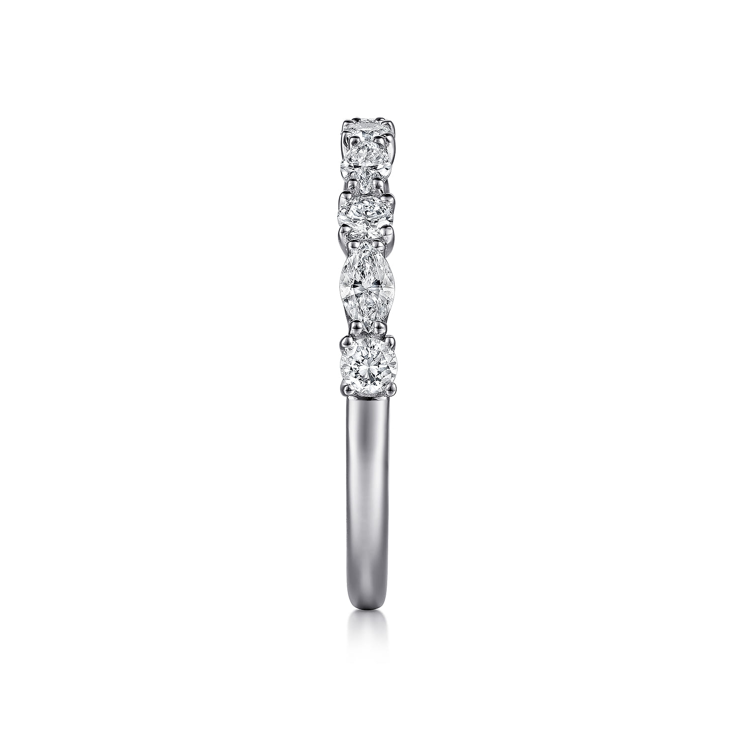 Aalto - 14K White Gold Marquise and Round Diamond Anniversary Band