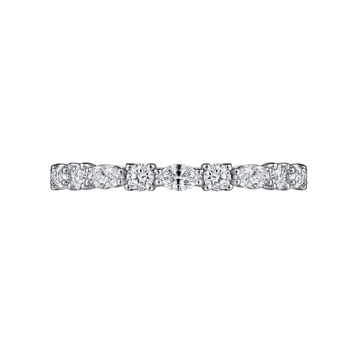 Aalto - 14K White Gold Marquise and Round Diamond Anniversary Band