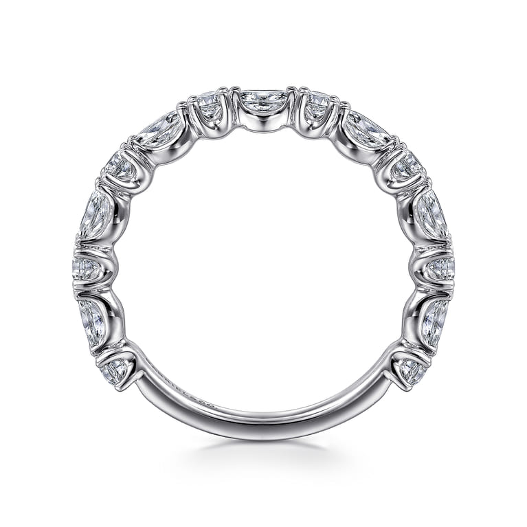 Straight Wedding Ring in 14k White Gold with Marquise Natural Diamond at Gabriel & Co. - Shot 2