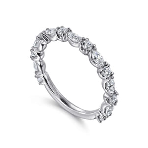 Aalto - 14K White Gold Marquise and Round Diamond Anniversary Band