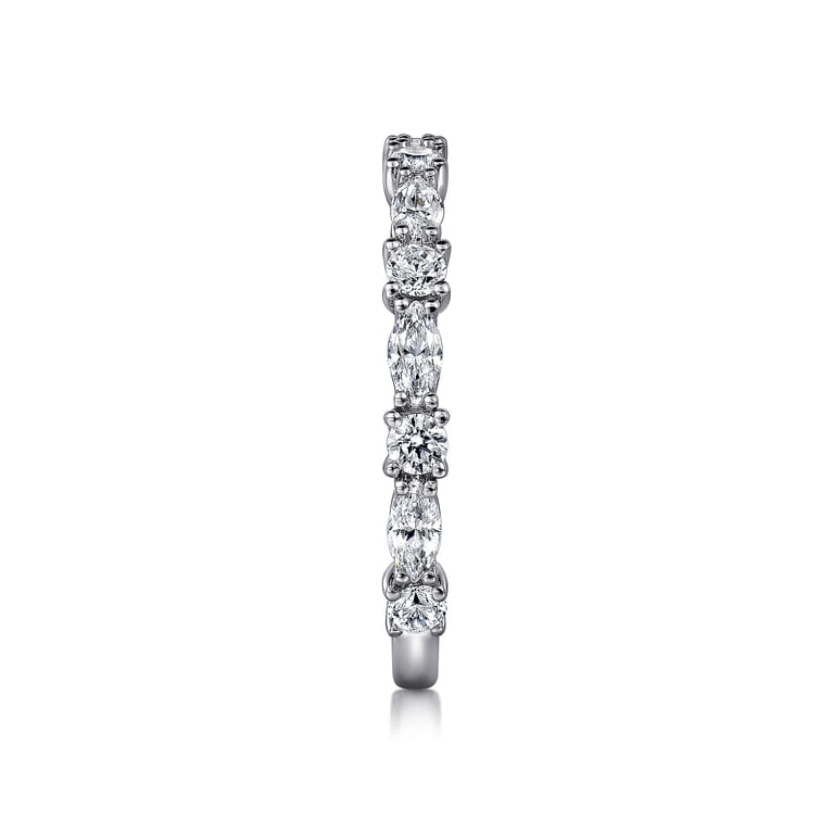 Straight Wedding Ring in 14k White Gold with Marquise Natural Diamond at Gabriel & Co. - Shot 4
