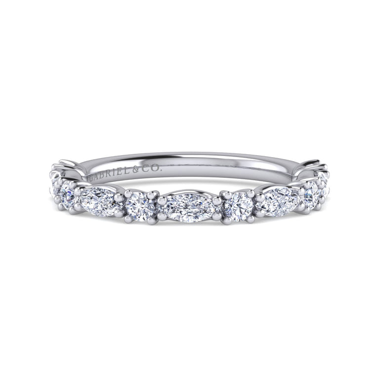 Straight Wedding Ring in 14k White Gold with Marquise Natural Diamond at Gabriel & Co. - Shot 1