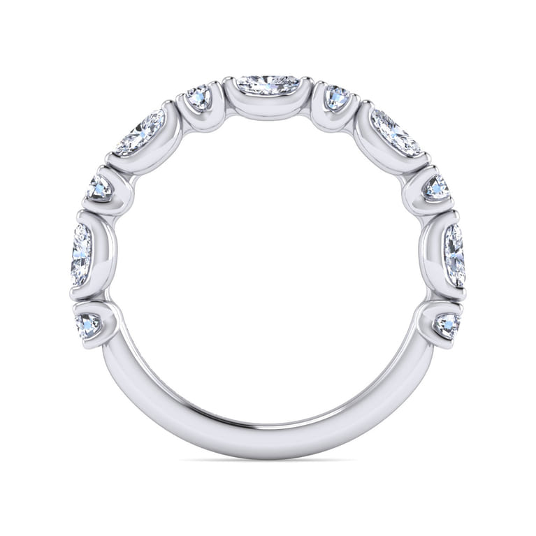 Straight Wedding Ring in 14k White Gold with Marquise Natural Diamond at Gabriel & Co. - Shot 2