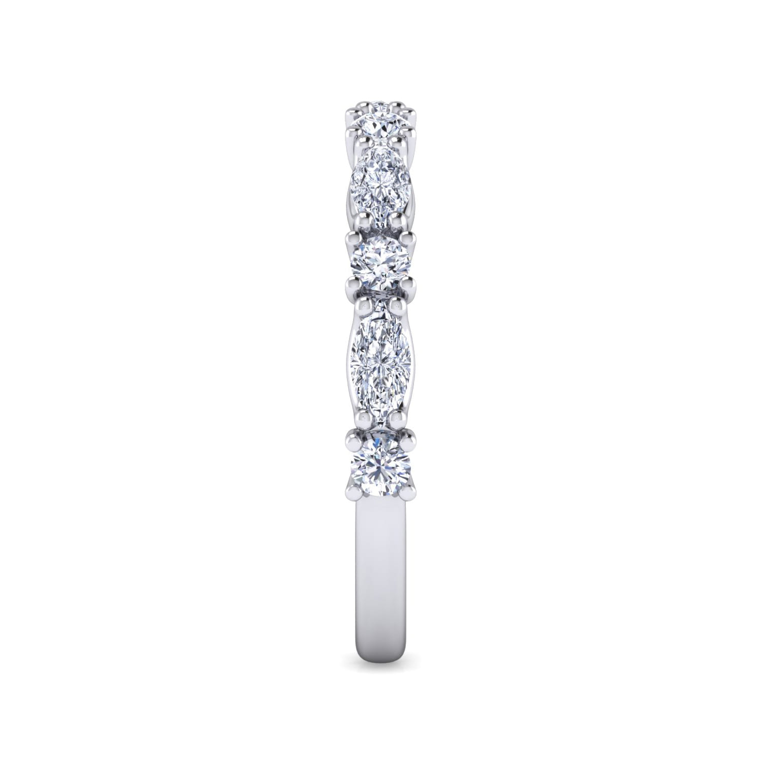 Aalto - 14K White Gold Marquise and Round Diamond Anniversary Band
