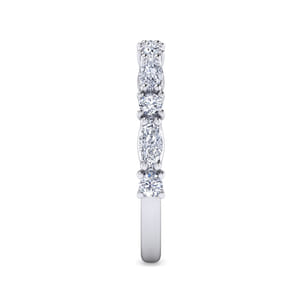 Aalto - 14K White Gold Marquise and Round Diamond Anniversary Band