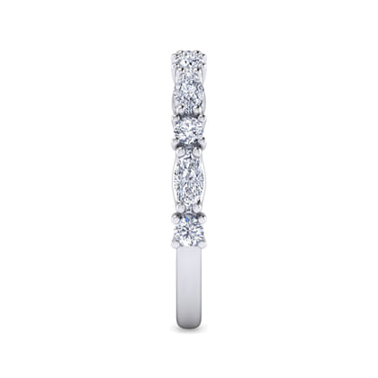 Aalto - 14K White Gold Marquise and Round Diamond Anniversary Band