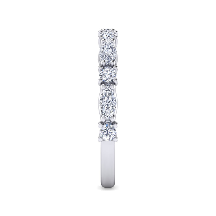 Aalto - 14K White Gold Marquise and Round Diamond Anniversary Band