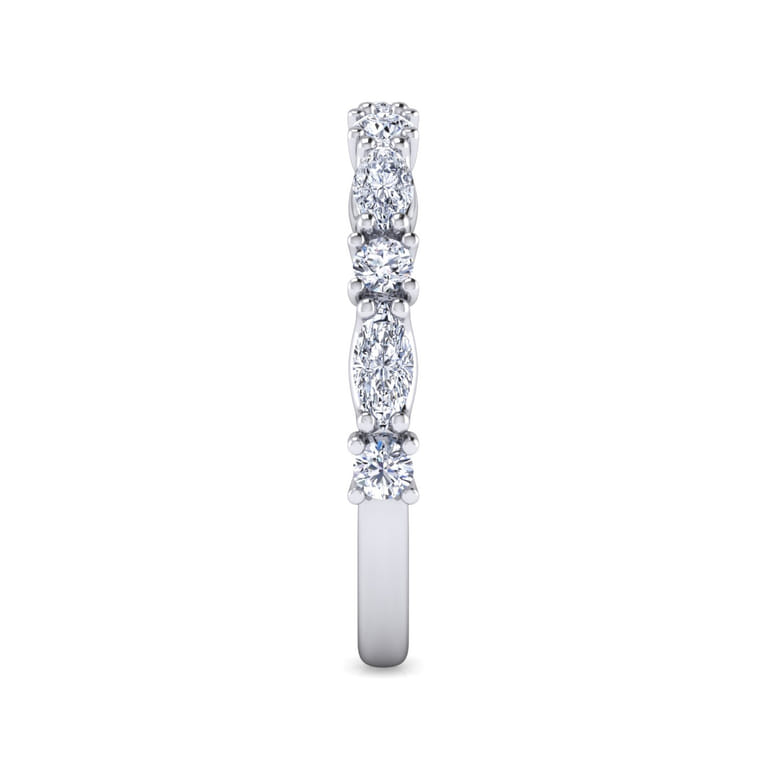 Straight Wedding Ring in 14k White Gold with Marquise Natural Diamond at Gabriel & Co. - Shot 4