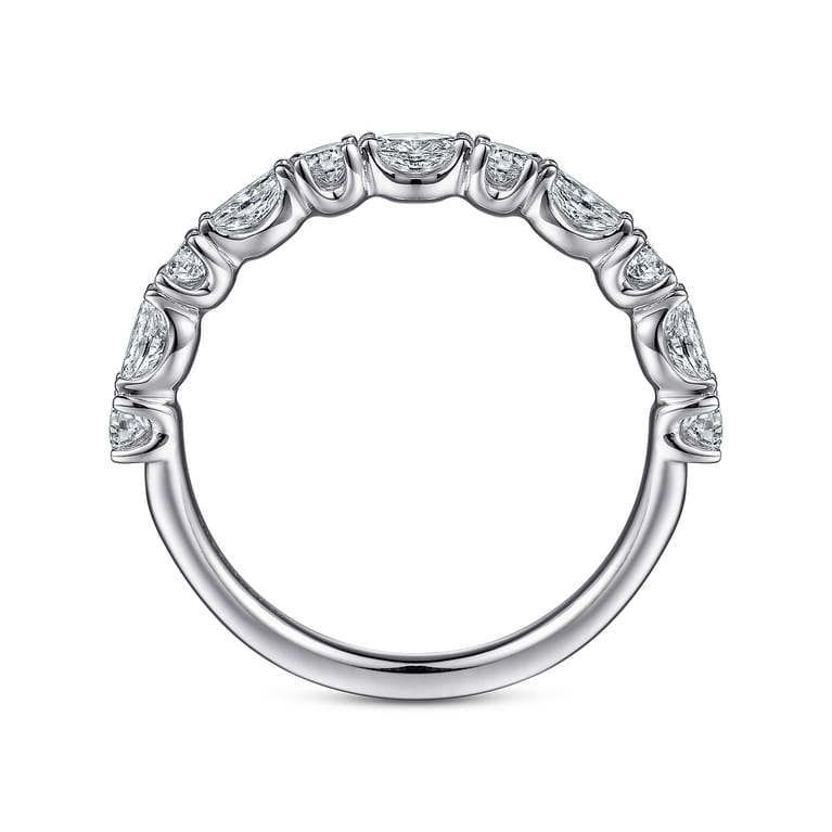 Straight Wedding Ring in Platinum with Marquise Natural Diamond at Gabriel & Co. - Shot 2