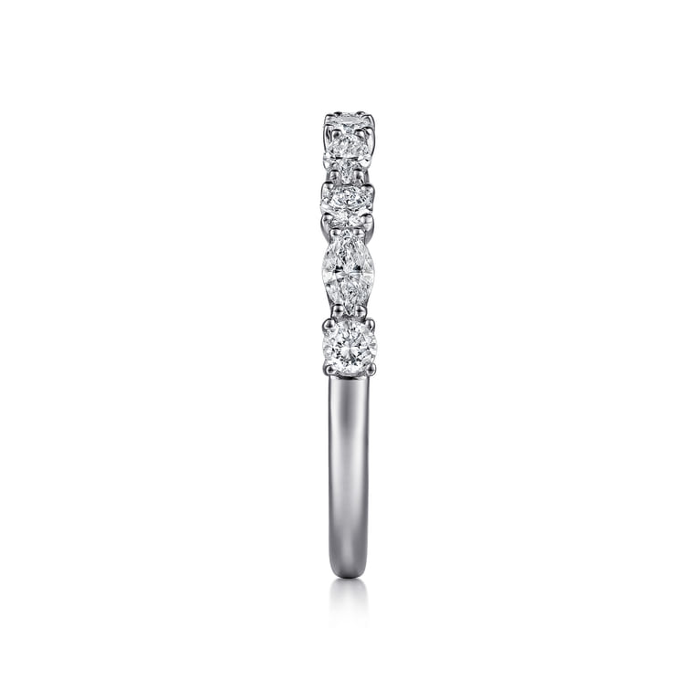 Straight Wedding Ring in Platinum with Marquise Natural Diamond at Gabriel & Co. - Shot 4