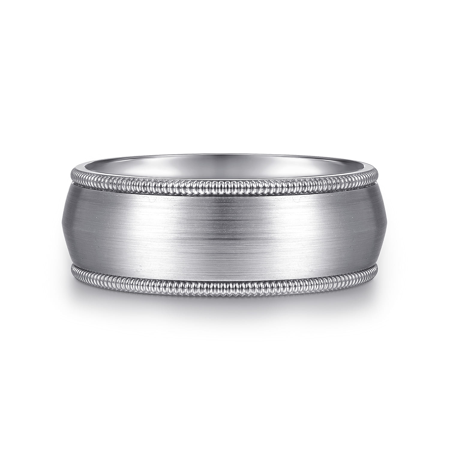 Aaron - 14K White Gold 8mm - Men's Wedding Band in Satin Finish - Shot 1