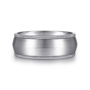 Aaron - 14K White Gold 8mm - Men's Wedding Band in Satin Finish