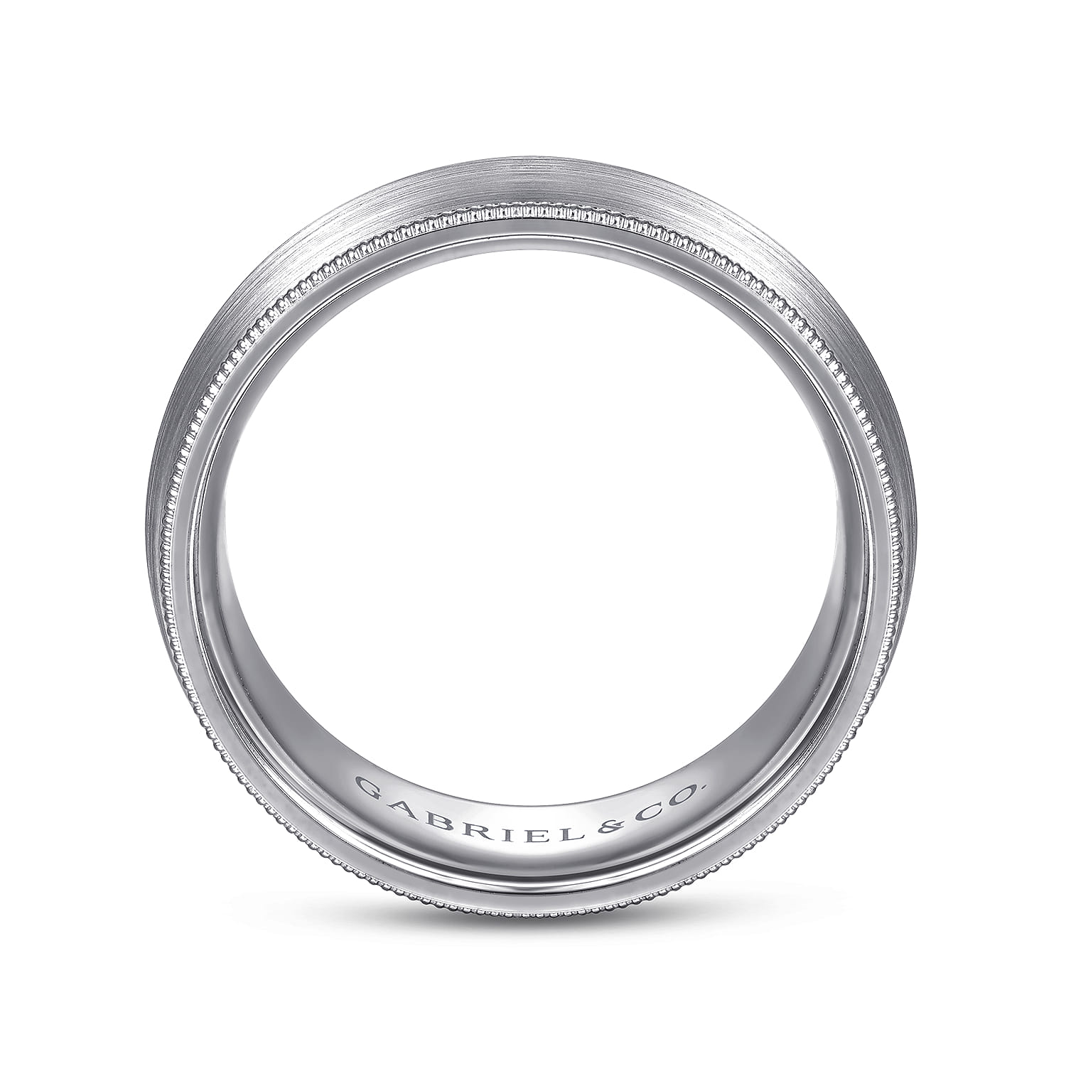 Aaron - 14K White Gold 8mm - Men's Wedding Band in Satin Finish - Shot 2