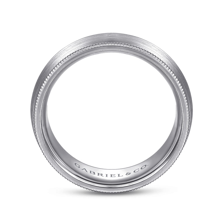 Aaron - 14K White Gold 8mm - Men's Wedding Band in Satin Finish - Shot 2
