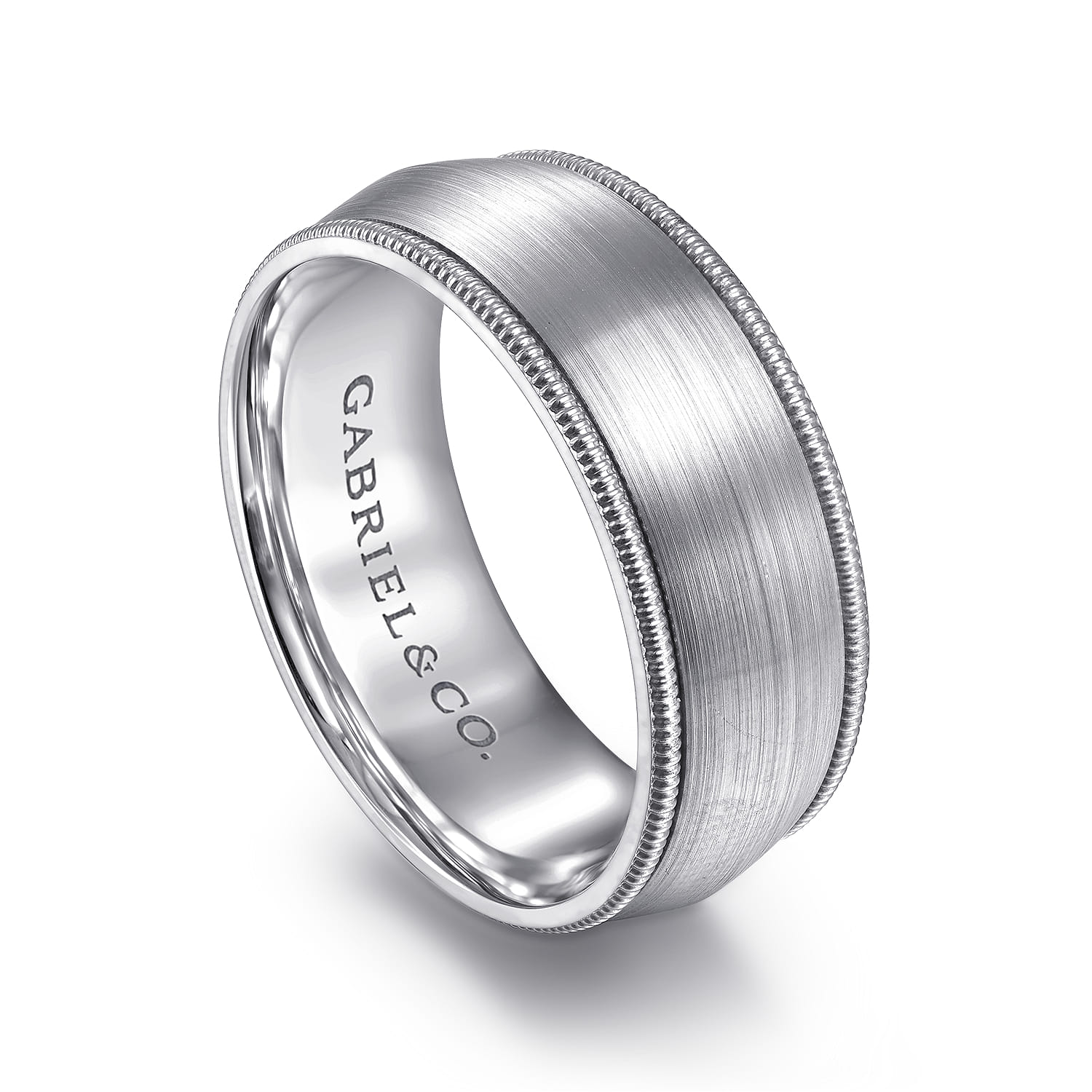 Aaron - 14K White Gold 8mm - Men's Wedding Band in Satin Finish - Shot 3