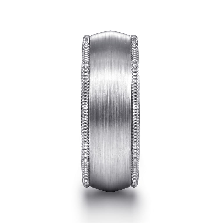 Aaron - 14K White Gold 8mm - Men's Wedding Band in Satin Finish - Shot 4