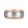 Aaron - 14K White-Rose Gold 8mm - Two Tone Men's Wedding Band in Satin Finish