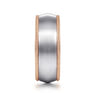 Aaron - 14K White-Rose Gold 8mm - Two Tone Men's Wedding Band in Satin Finish