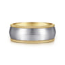 Aaron - 14K White-Yellow Gold 8mm - Two Tone Men's Wedding Band in Satin Finish