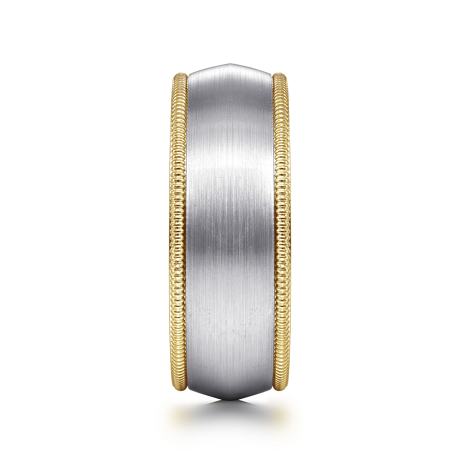 Aaron - 14K White-Yellow Gold 8mm - Two Tone Men's Wedding Band in Satin Finish