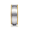 Aaron - 14K White-Yellow Gold 8mm - Two Tone Men's Wedding Band in Satin Finish