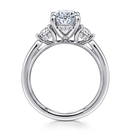 Abbi - 14K White Gold Oval Three Stone Diamond Engagement Ring
